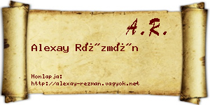 Alexay Rézmán névjegykártya